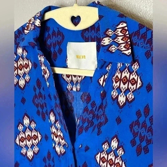Anthropologie Maeve Button Up Colbalt Blue Top Size Small - Picture 5 of 7